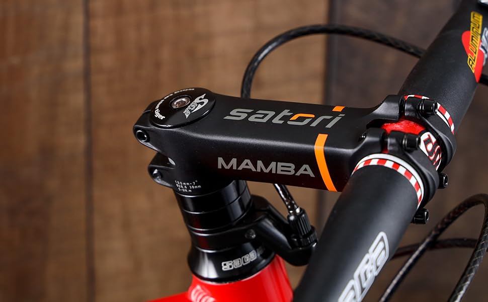 Satori Mamba Bike Bicycle Stem - 7 Degree Professional Level 3D Forged Alloy Road Mountain Bike Lightweight Handlebar Stem 31.8mm Clamp - Compatible with 1-1/8 Fork Steerer Tube 100mm