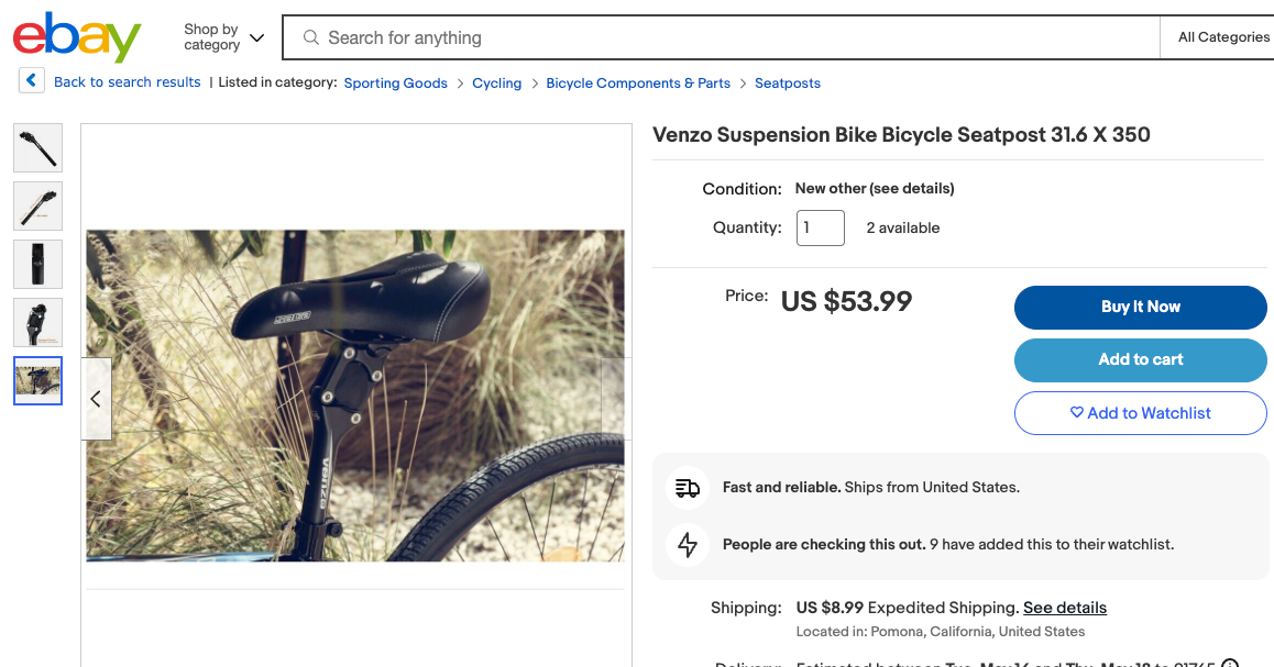 Venzo Mountain Bike Suspension Seatpost Shock Absorber Post 350mm 27.2 30.9 31.6