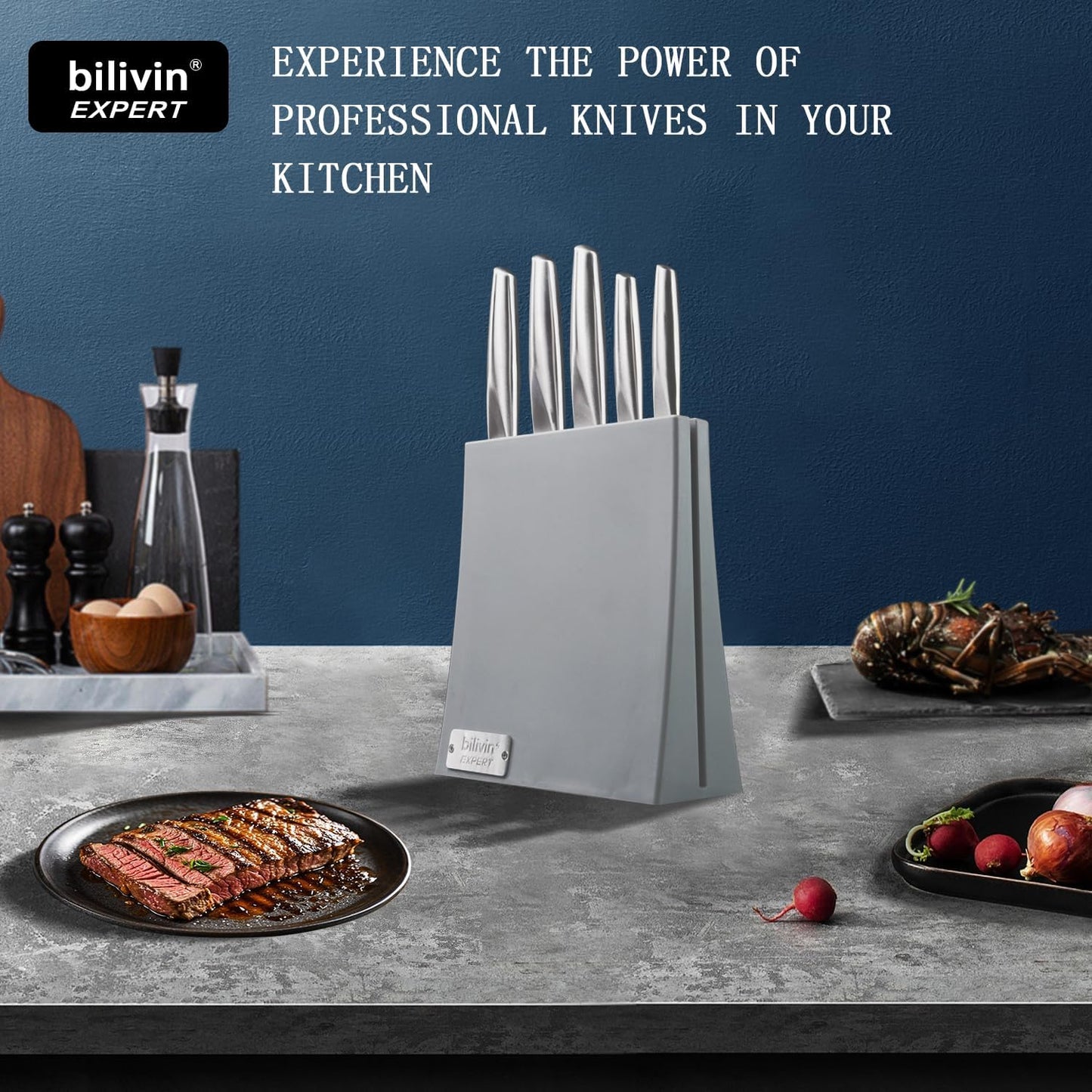 Premium 5-Piece Kitchen Knife Set – Professional Chef Knife Set with Ergonomic Handle, One-Piece Lightweight Rust-Resistant Stainless Steel – Ideal Knives Set for Kitchen for Precision Cutting