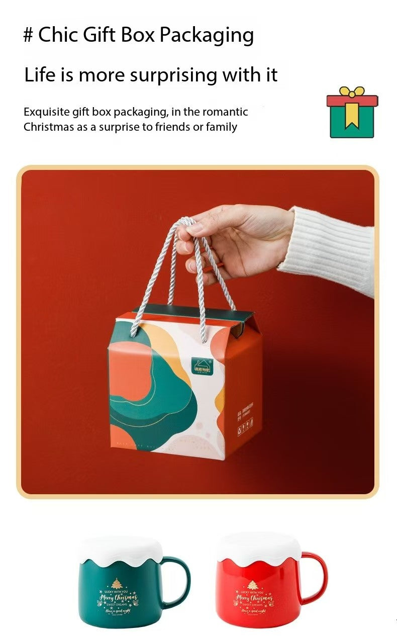 Christmas gift box, Christmas cup for couples, gift for loved ones, high-end quality, with Christmas spoon