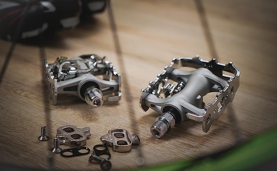 $6 off!!! VENZO Multi-Use Compatible with Shimano SPD Mountain Bike Bicycle Sealed Clipless Pedals - Dual Platform Multi-Purpose - Great for Touring, Road, Trekking Bikes