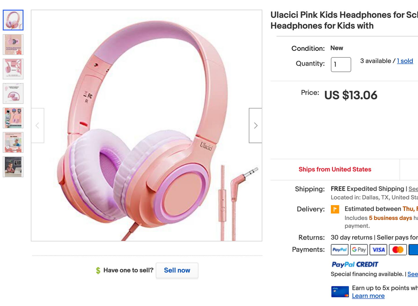 Ulacici Pink Kids Headphones for School,Kids Headphones Headphones for Kids