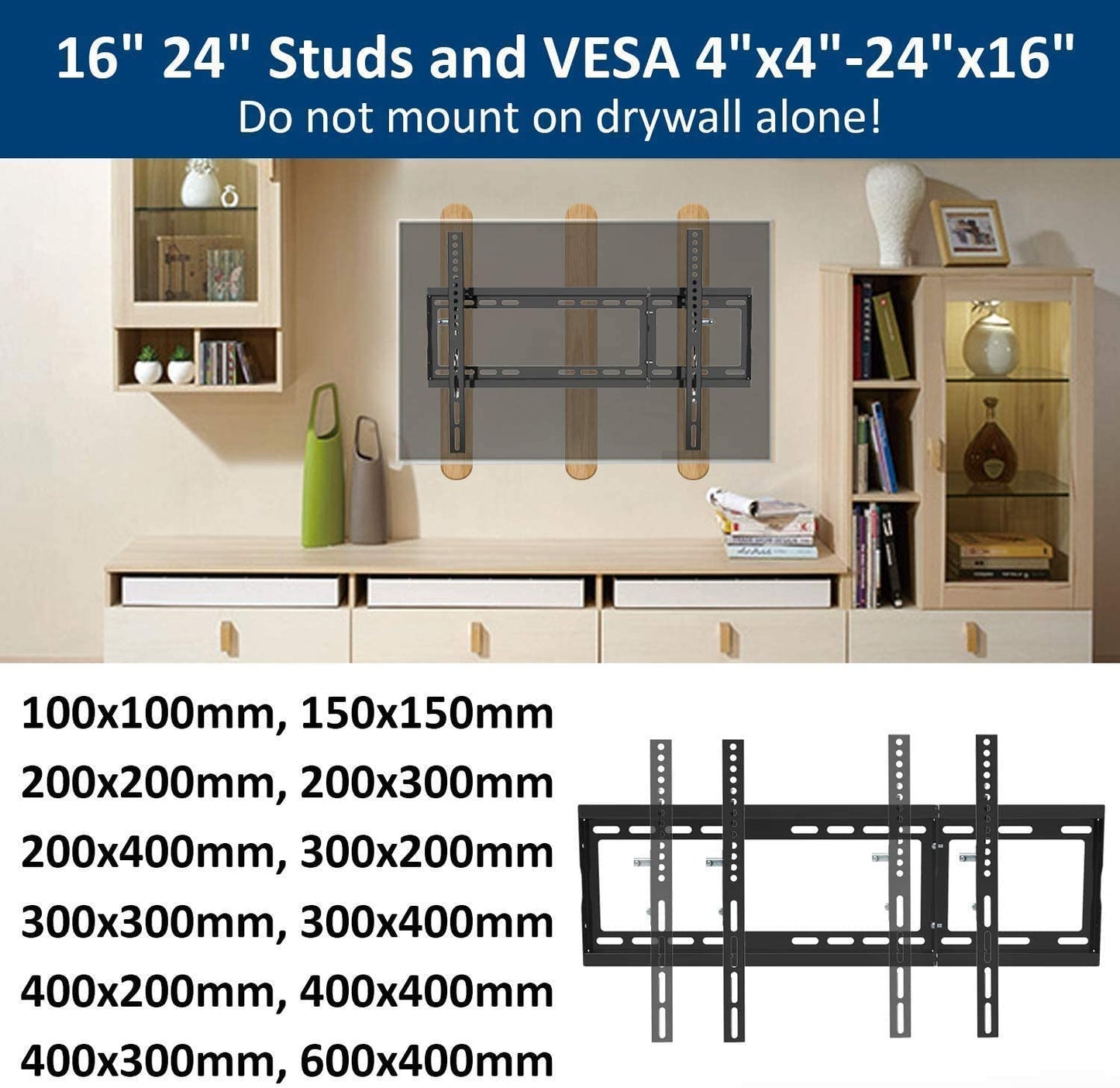 TV Wall Mount Bracket Design for 32-85 Inch LED Holds up to 165 Lbs with HDMI