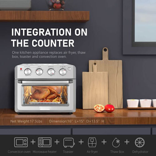 40% off Amazon! DAWAD Air Fryer Toaster Oven Combo 7-in-1 Convection Airfryer Toaster Ovens Countertop with 33 Original Recipes, Bake, Broil, Toast, Reheat, Fry Oil-Free, 19 QT, Stainless Steel