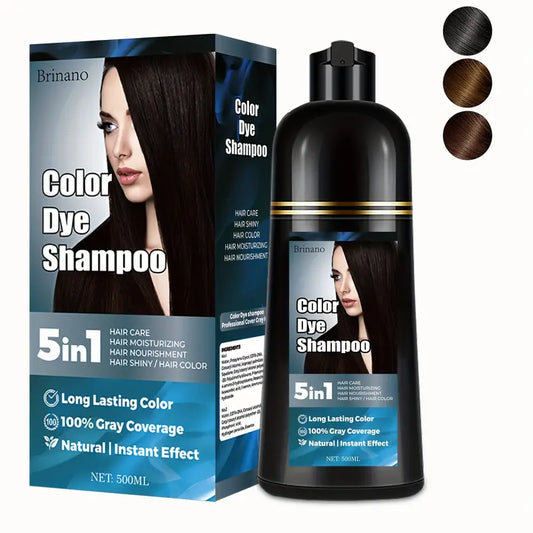 5-in-1 hair dye shampoo, 16.91 ounces, covers white hair+100% color options, herbal ingredients, plant squalane hair care and moisturizing hair dye