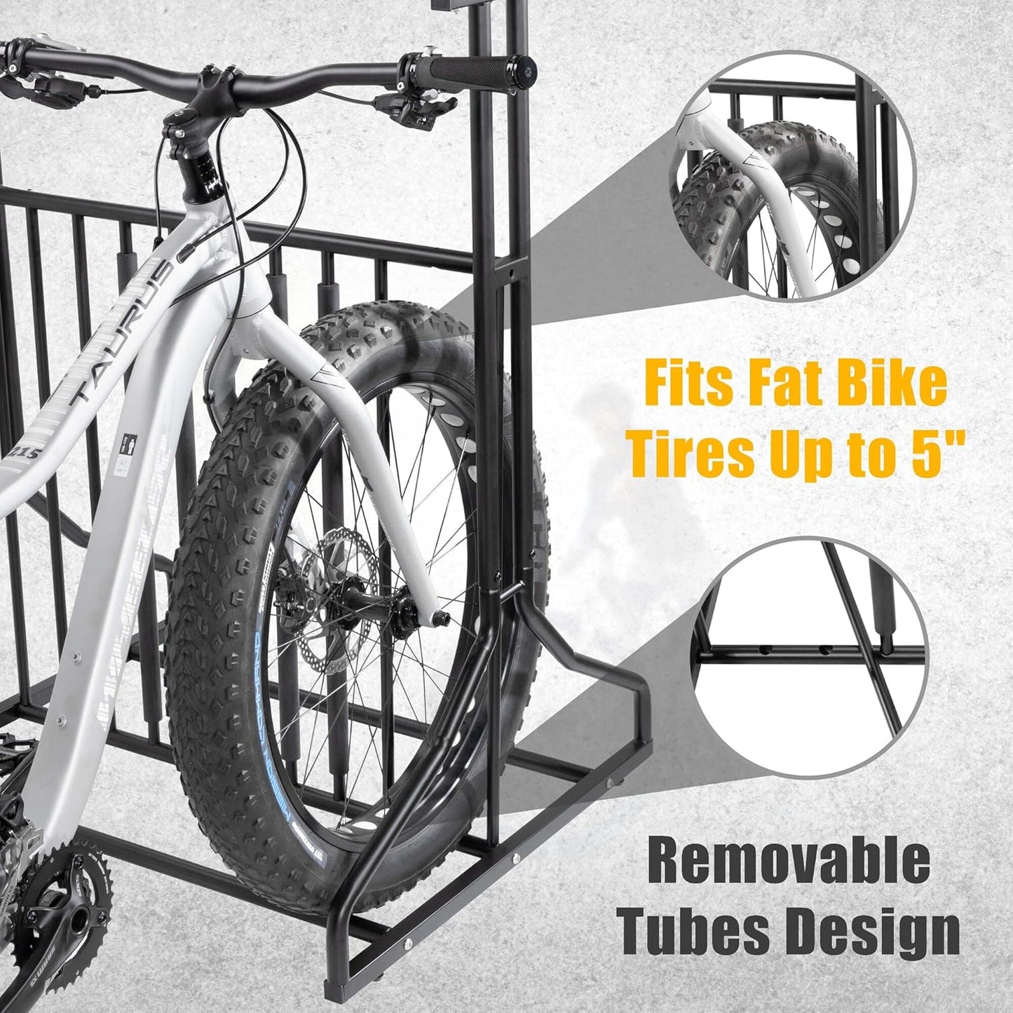 CyclingDeal 3 to 5 Bike Floor Parking Rack - for Storing 20"-29" MTB Road Hybrid Kids Bikes - Space-Saving Bicycle Stand Organiser in Garage at Home - Classic & Upgraded with Top Basket
