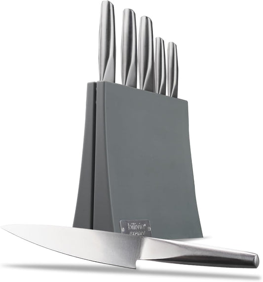 Premium 5-Piece Kitchen Knife Set – Professional Chef Knife Set with Ergonomic Handle, One-Piece Lightweight Rust-Resistant Stainless Steel – Ideal Knives Set for Kitchen for Precision Cutting