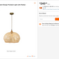 55% off Home Depot!!! Lily 1-Light Beige Pendant Design Pendant Light with Rattan Shade