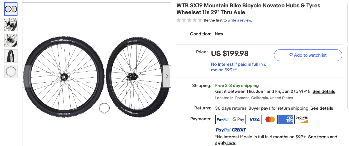 WTB SX19 Mountain Bike Bicycle Novatec Hubs Tyres Wheelset 11s 29 T CLOSESALEONLINESTORE