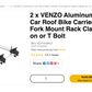 $60 off! VENZO Aluminum Car Roof Bike Carrier Fork Mount Rack Clamp on or T Bolt