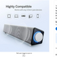 TaoTronics Computer Speakers, Wired Sound Bar, High Quality Speakers for Desktop, PC, Laptop, Tablets, Cellphone, Projector
