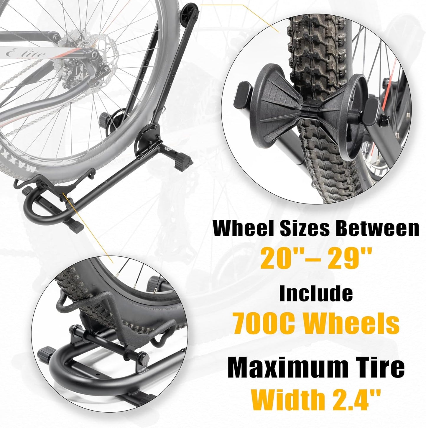 BikeHand Bike Stand Floor Parking Bike Rack - for MTB & Road Bike Storage - up to 2.4" Tire Width - Bike Rack Garage Foldable Bike Storage Rack - Durable Bicycle Stand - Classic New Verison