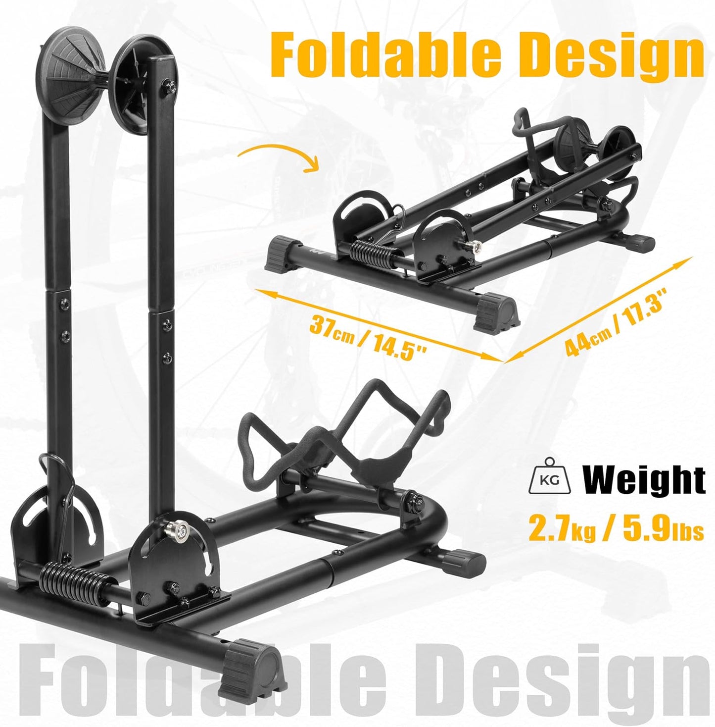 BikeHand Bike Stand Floor Parking Bike Rack - for MTB & Road Bike Storage - up to 2.4" Tire Width - Bike Rack Garage Foldable Bike Storage Rack - Durable Bicycle Stand - Classic New Verison