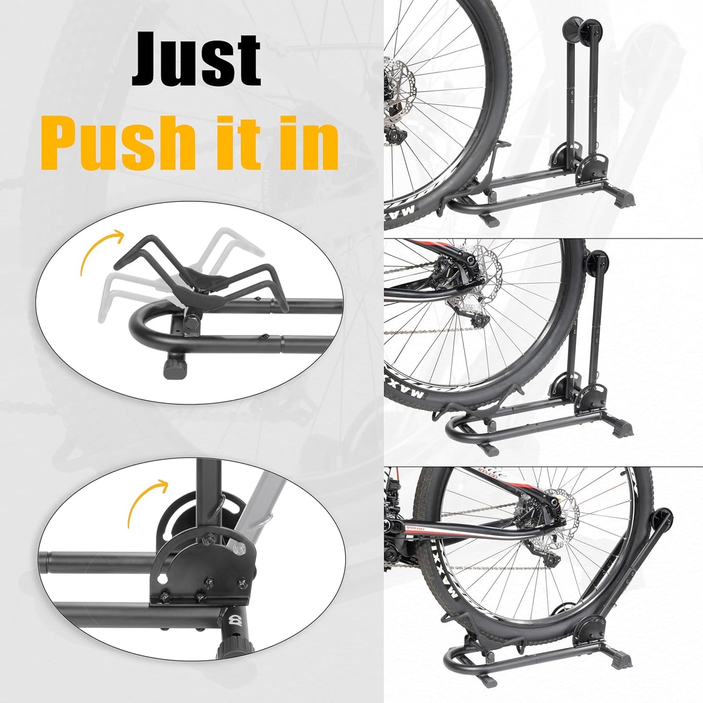 BikeHand Bike Stand Floor Parking Bike Rack - for MTB & Road Bike Storage - up to 2.4" Tire Width - Bike Rack Garage Foldable Bike Storage Rack - Durable Bicycle Stand - Classic New Verison