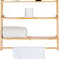 Bloddream Carson 3-Tier Storage Display Shelf, Leaning Solid Wood Storage Rack, Floating Shelf with Towel Bar for Bathroom, Natural Pine Wood
