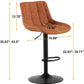 Bar Stools Set of 2, Counter Height Adjustable Swivel Stool with Back Mid Century Faux PU Leather Bar Chairs Armless Hydraulic Kitchen Counter Bar Stool Synthetic for Kitchen Island Café Bars