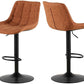 Bar Stools Set of 2, Counter Height Adjustable Swivel Stool with Back Mid Century Faux PU Leather Bar Chairs Armless Hydraulic Kitchen Counter Bar Stool Synthetic for Kitchen Island Café Bars