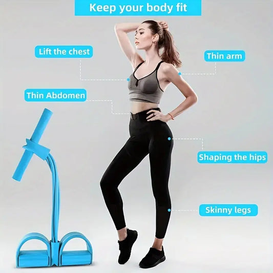 Fitness Pedal Ankle Puller - High-Density Sit Up Pull Rope | 4-Tube Fitness Tension Rope | Non-Slip Pedal Resistance Band | Yoga Handle Bands Exerciser | Leg Stretching Equipment For Training, Stretch