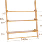Bloddream Carson 3-Tier Storage Display Shelf, Leaning Solid Wood Storage Rack, Floating Shelf with Towel Bar for Bathroom, Natural Pine Wood