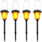Flickering Flame Solar Lights, IMAGE 4 Pcs Solar Torch Light with Flickering Flame, Solar Powered Lights with Waterproof Function, Torch Solar Lights Outdoor with Ground Spike for Yard, Patio and Lawn