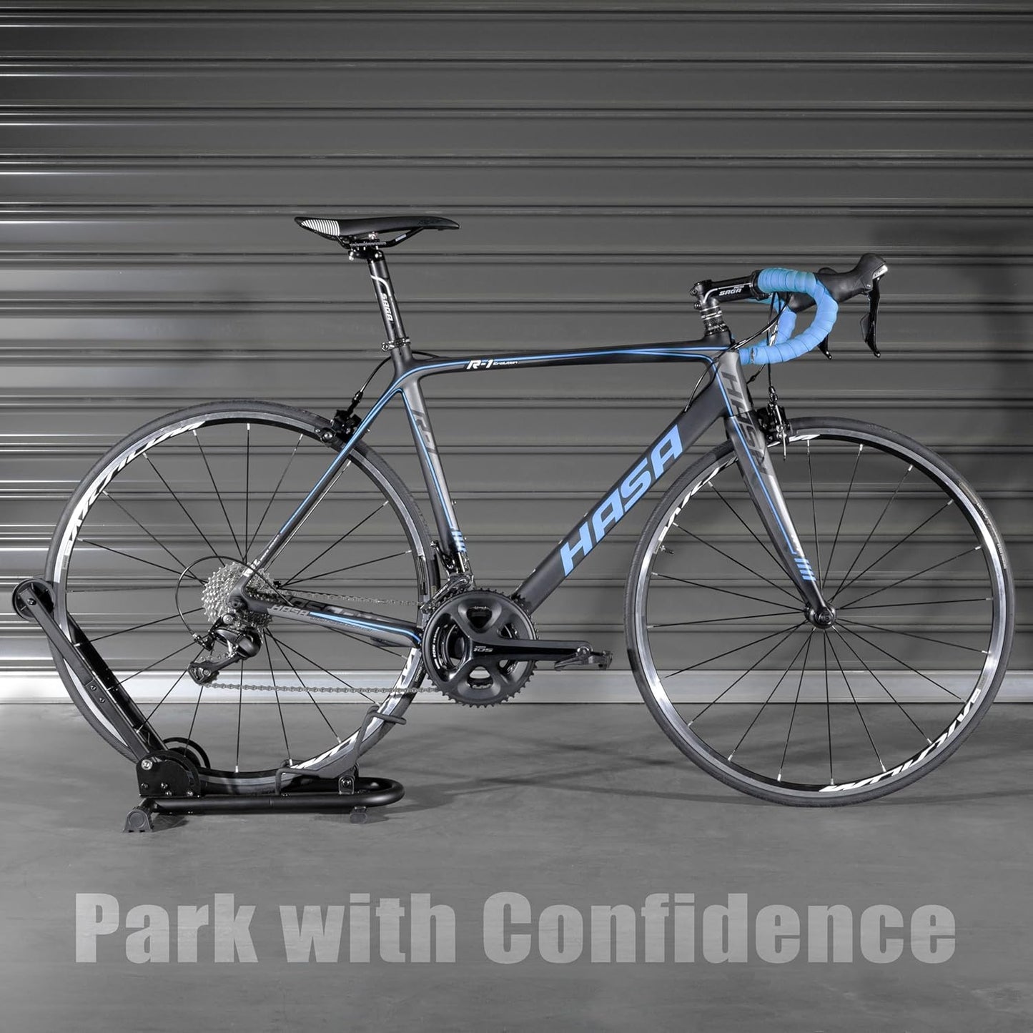 BikeHand Bike Stand Floor Parking Bike Rack - for MTB & Road Bike Storage - up to 2.4" Tire Width - Bike Rack Garage Foldable Bike Storage Rack - Durable Bicycle Stand - Classic New Verison