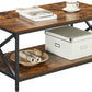 Coffee Table, Cocktail Table with Storage Shelf and X-Shape Steel Frame, Industrial Farmhouse Style, 39.4 x 21.7 x 17.7 Inches, Rustic Brown and Black