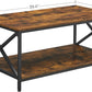Coffee Table, Cocktail Table with Storage Shelf and X-Shape Steel Frame, Industrial Farmhouse Style, 39.4 x 21.7 x 17.7 Inches, Rustic Brown and Black