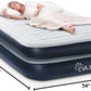 Evajoy Full Size Air Mattress with Built in Pump, 18'' Inflatable Luxury Double High Blow Up Mattress, Easy to Inflate/Quick Set Bed, Durable Portable Waterproof Blue & Grey (EJ-HF001)