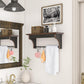 Bloddream Floating Shelf with Hooks, Coat Rack Wall Mount with Shelf, Wall Shelf for Entryway, Bathroom, Kitchen Shelf, Rustic Wood Shelf with 4 Vintage Metal Hooks