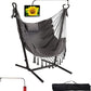Hammock with Stand Phone Holder Included Double Hanging Chair Macrame Boho Handmade Adjustable Swing Indoor Outdoor Patio Yard Garden Porch 400lbs Capacity (2022 Grey)