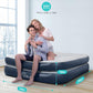 Evajoy Full Size Air Mattress with Built in Pump, 18'' Inflatable Luxury Double High Blow Up Mattress, Easy to Inflate/Quick Set Bed, Durable Portable Waterproof Blue & Grey (EJ-HF001)