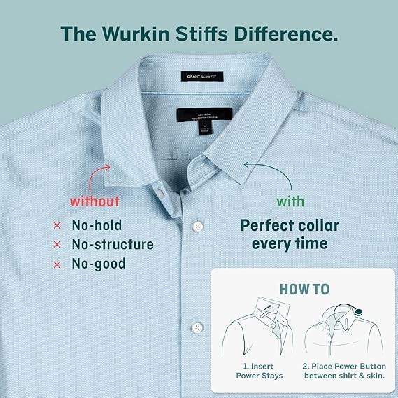 Würkin Stiffs Power Stays Magnetic Collar Stays|Power Stays with Storage Case | Metal Shirt Collar Stays for Men Clothing