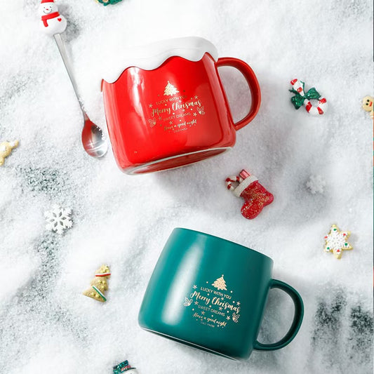 Christmas gift box, Christmas cup for couples, gift for loved ones, high-end quality, with Christmas spoon