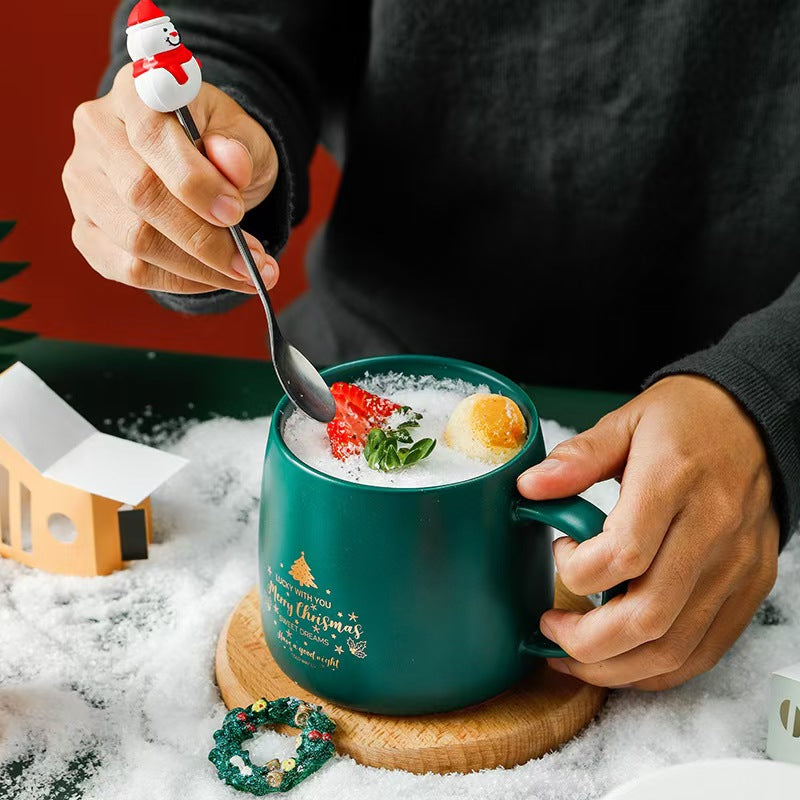 Christmas gift box, Christmas cup for couples, gift for loved ones, high-end quality, with Christmas spoon