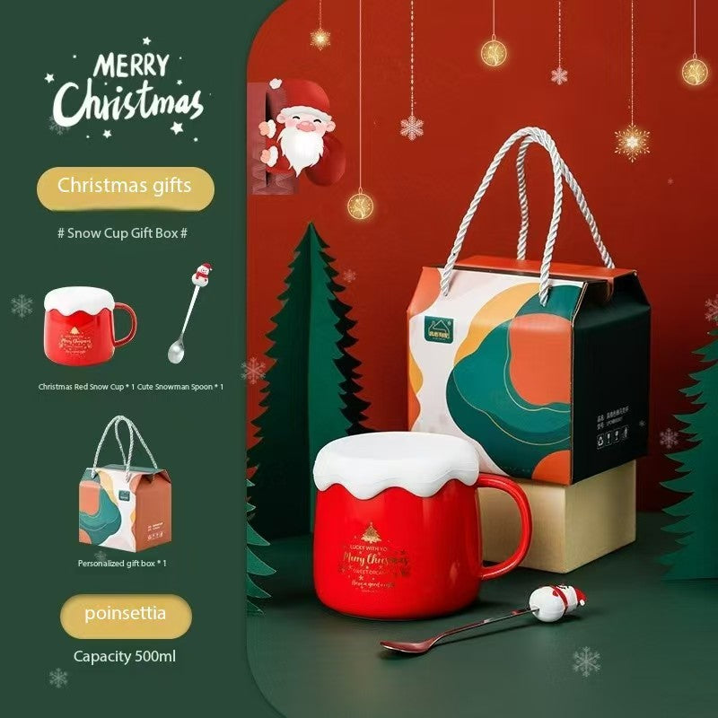 Christmas gift box, Christmas cup for couples, gift for loved ones, high-end quality, with Christmas spoon