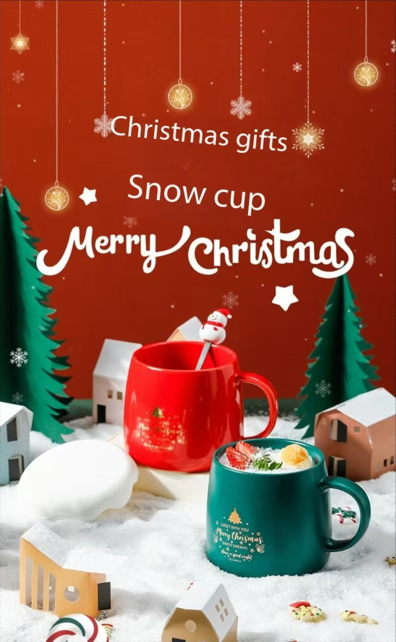 Christmas gift box, Christmas cup for couples, gift for loved ones, high-end quality, with Christmas spoon