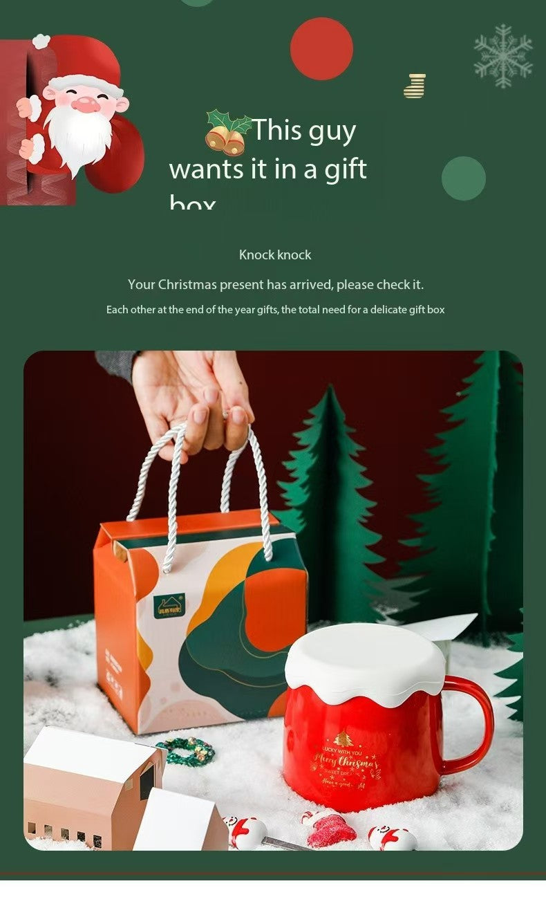 Christmas gift box, Christmas cup for couples, gift for loved ones, high-end quality, with Christmas spoon