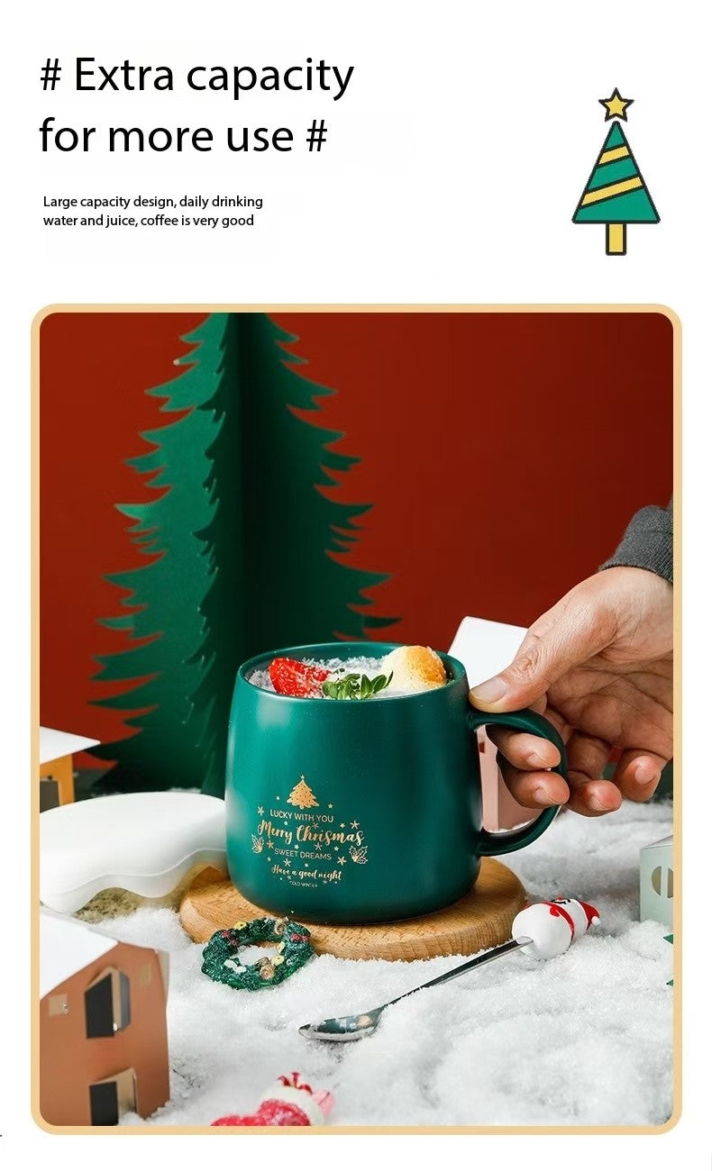 Christmas gift box, Christmas cup for couples, gift for loved ones, high-end quality, with Christmas spoon
