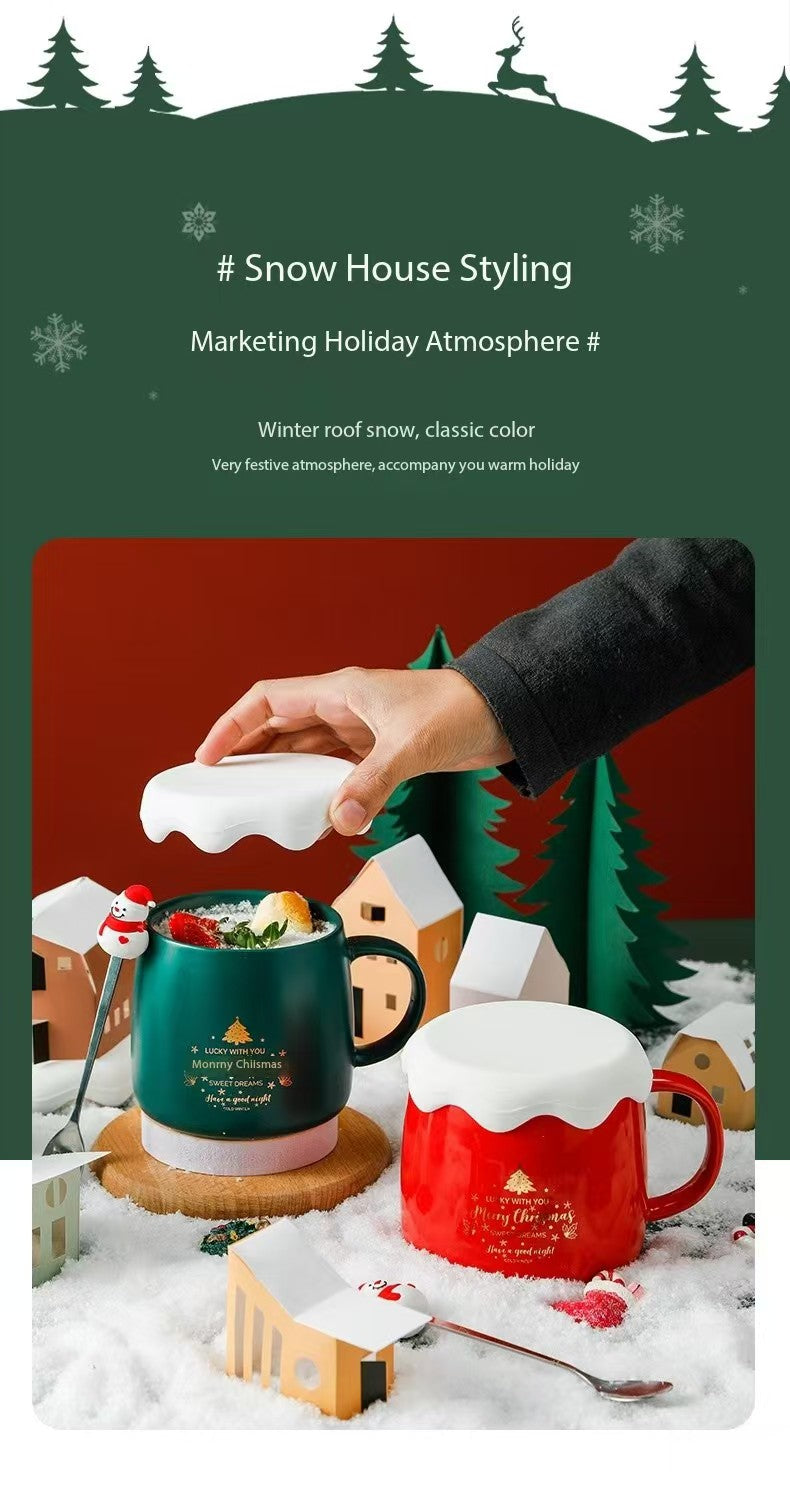 Christmas gift box, Christmas cup for couples, gift for loved ones, high-end quality, with Christmas spoon