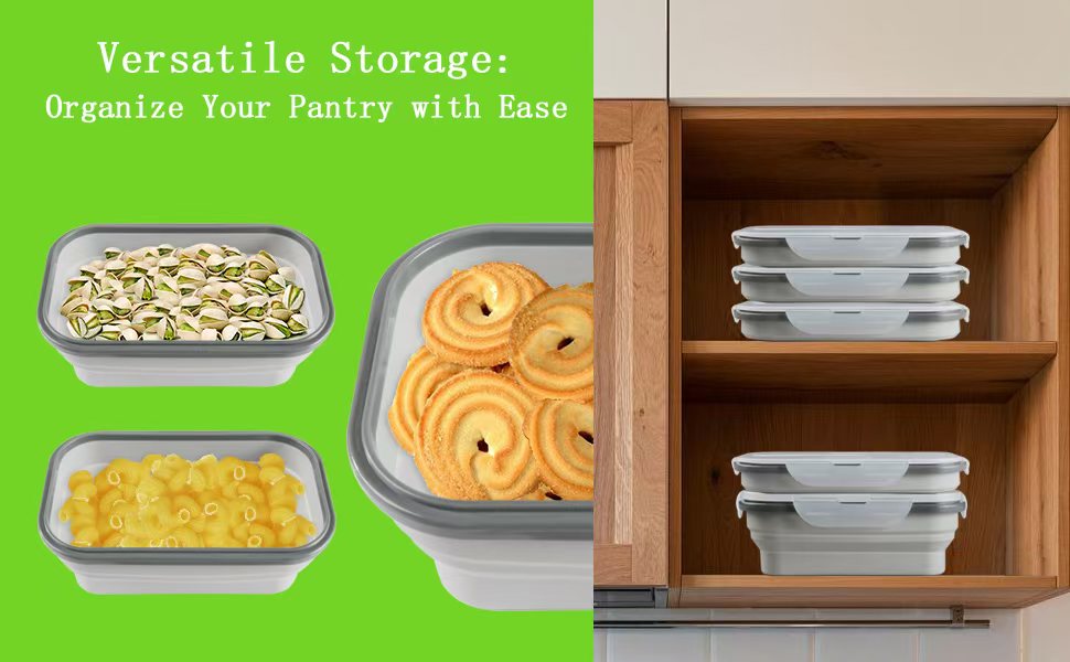 Silicone Collapsible Lunch Box - Foldable, Portable Bento Box for Food Storage, Dishwasher & Microwave Safe, BPA-Free, Ideal for Camping, Office, Family Meals