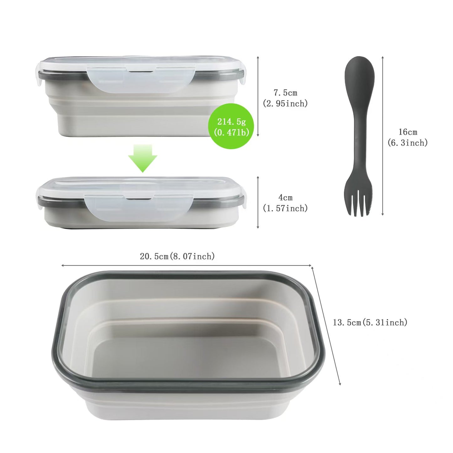 Silicone Collapsible Lunch Box - Foldable, Portable Bento Box for Food Storage, Dishwasher & Microwave Safe, BPA-Free, Ideal for Camping, Office, Family Meals