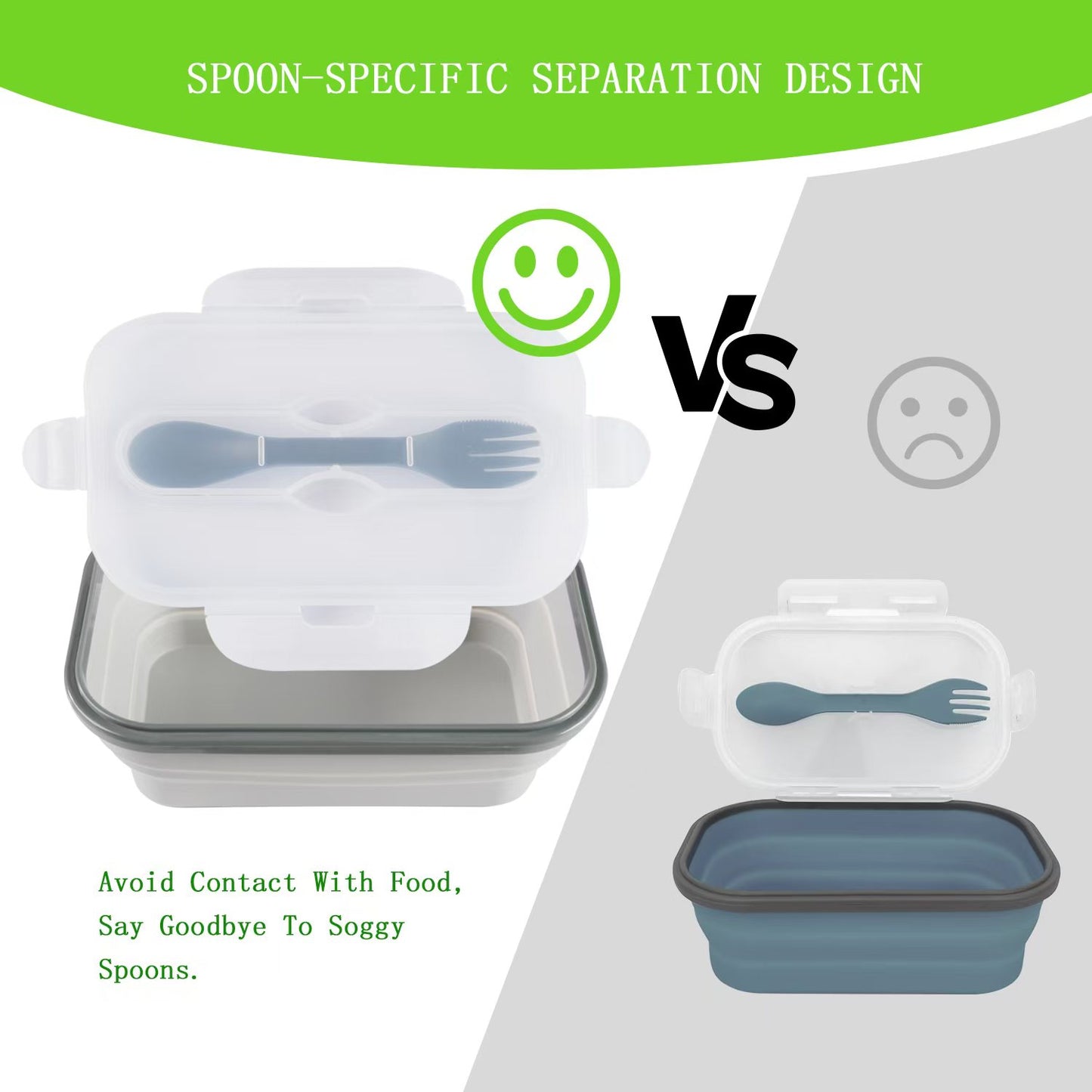 Silicone Collapsible Lunch Box - Foldable, Portable Bento Box for Food Storage, Dishwasher & Microwave Safe, BPA-Free, Ideal for Camping, Office, Family Meals