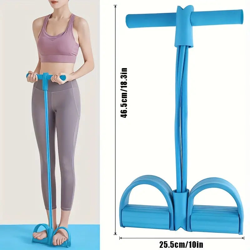 Fitness Pedal Ankle Puller - High-Density Sit Up Pull Rope | 4-Tube Fitness Tension Rope | Non-Slip Pedal Resistance Band | Yoga Handle Bands Exerciser | Leg Stretching Equipment For Training, Stretch