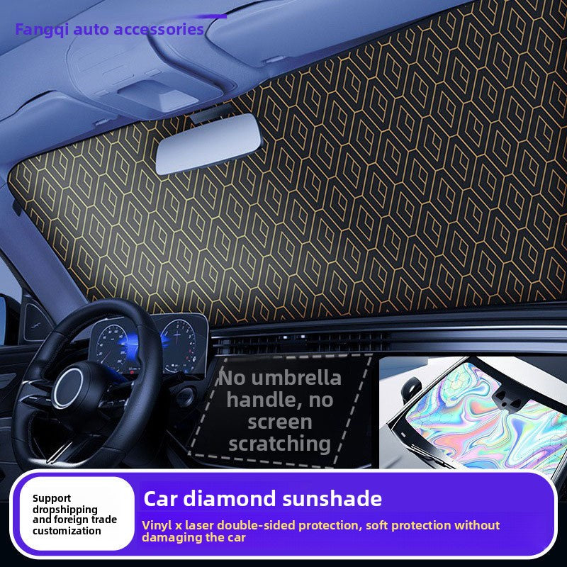 Summer car sunshade, sun-blocking curtain for car windows, sun protection, heat insulation, blackout front windshield sunshade cover