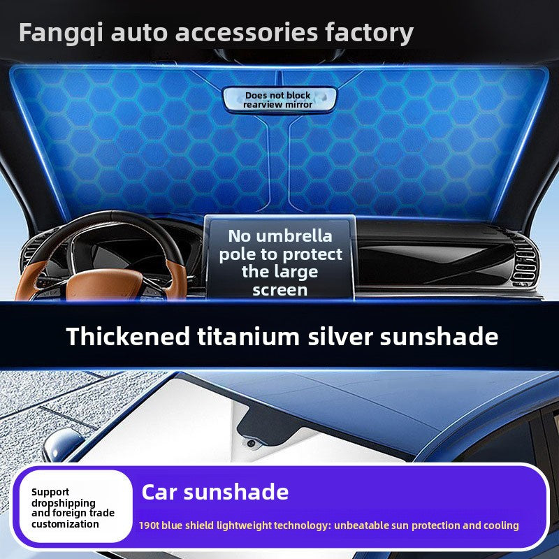 Summer car sunshade, sun-blocking curtain for car windows, sun protection, heat insulation, blackout front windshield sunshade cover