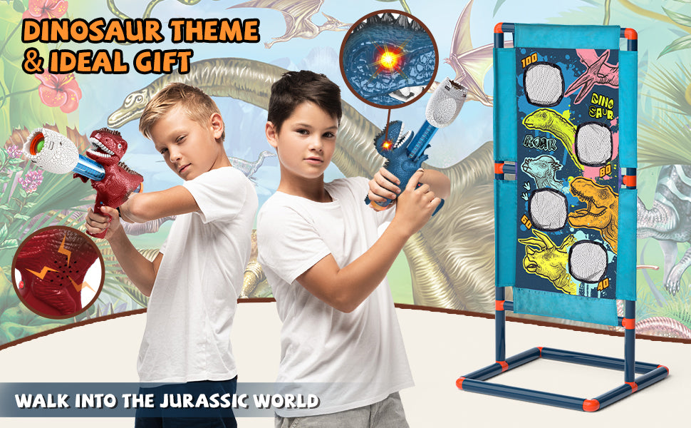 Shooting Game Toy for Age 3+ Years Boys, Dinosaur Shooting Toys for Kids 8-12 Years Old, 2pk Foam Ball Popper Air Guns & 30 Foam Balls, Compatible with Toy Guns, Ideal Gift for Kids