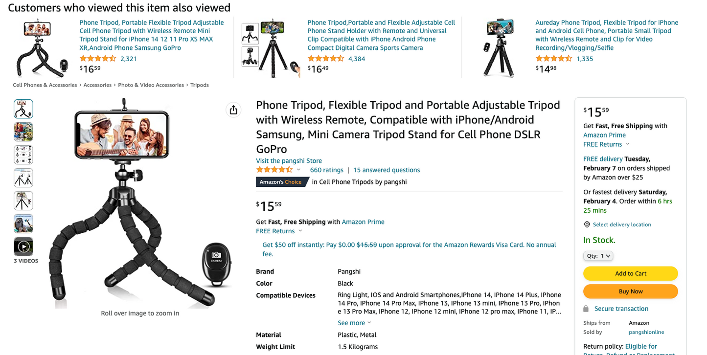 35% off Amazon!!! Phone Flexible Portable gopro Tripod with Wireless remote