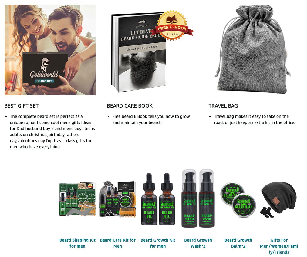 50% off ebay price!!! Beard Kit,Beard Growth Kit,Beard Grooming Kit w/2 Packs