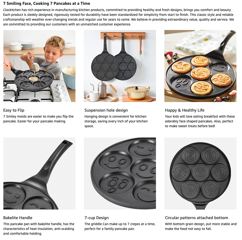 55% off ebay price!!! Pancake Pan 7 Molds Nonstick Breakfast Griddle Blini pan, Gas Compatible,9.7 inch Blue