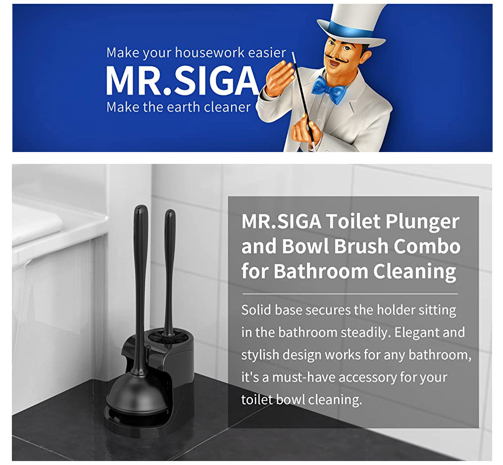 50% off ebay price!!! MR.SIGA Toilet Plunger and Bowl Brush Combo Black 1 Set